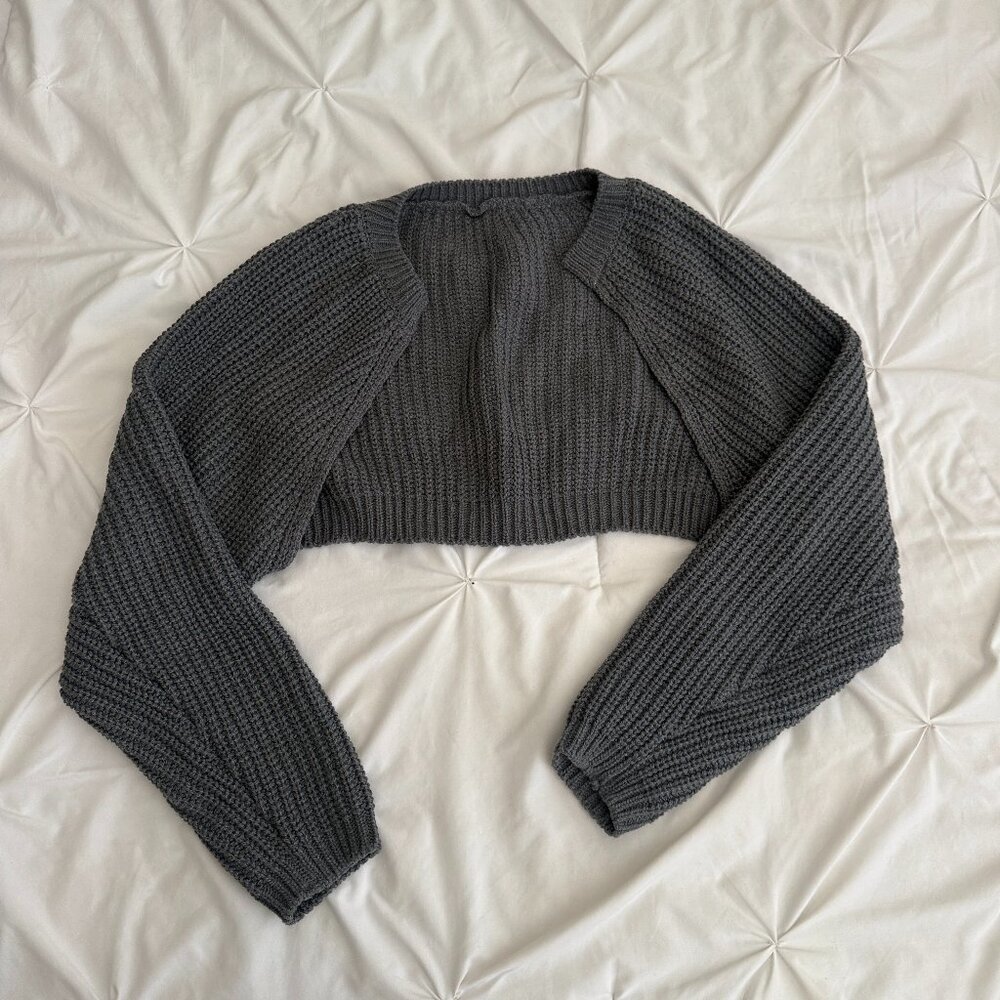 Lewkin Charcoal Knit Bolero Shrug - Picture 2 of 2